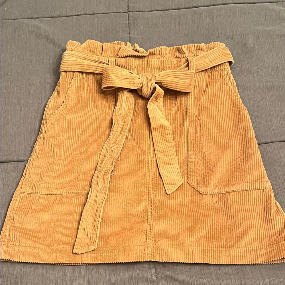 American Eagle Outfitters Corduroy Mini Skirt in Warm Tan; 17.5 in long
